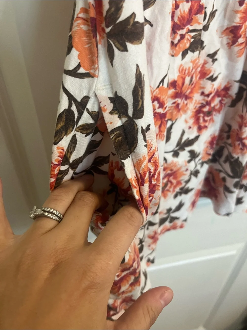 Old Navy White Short-Sleeve Dress with Orange Floral Print